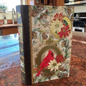 Punch Studio Holiday Decorative Book Box with Cardinal Design